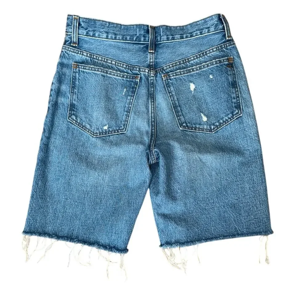 Madewell Long Denim Short Raw Hem Size 24 NWT